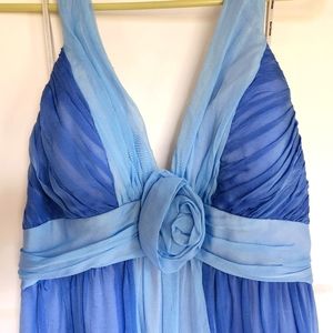 Prom Halter Dress, Kay Unger, 100% Silk, Size 10, Shades of Blue, Never Worn NWO